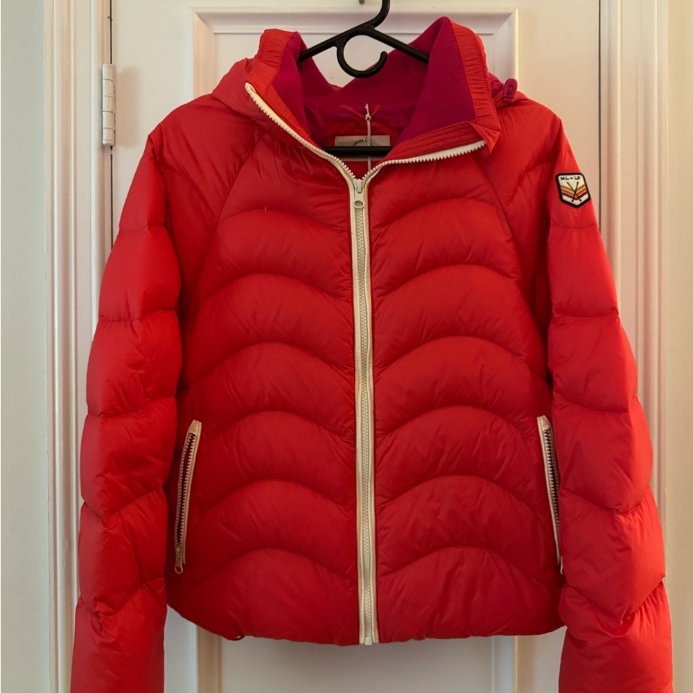 Marine Layer MLxLF Apres Bright Red Puffer Jacket